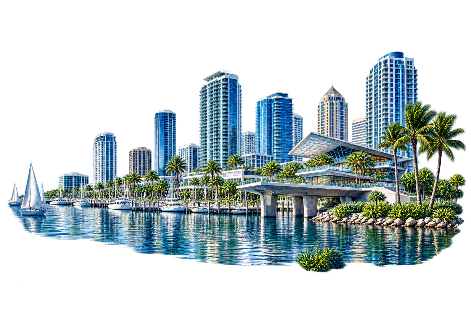 St. Petersburg Florida waterfront skyline illustration