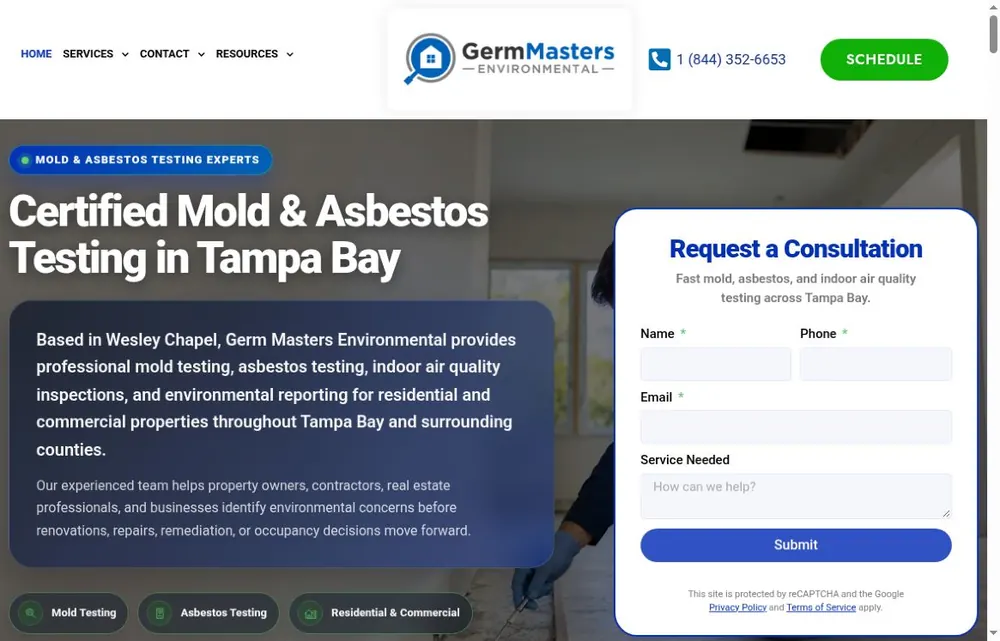 Germ Masters homepage design