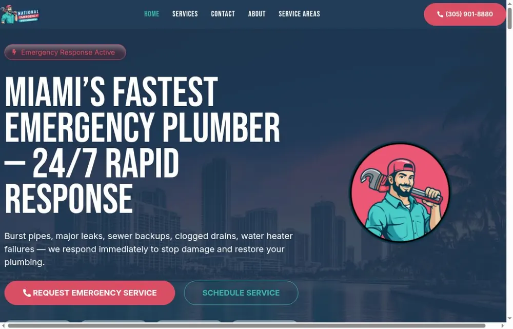 National Emergency Plumbing homepage design