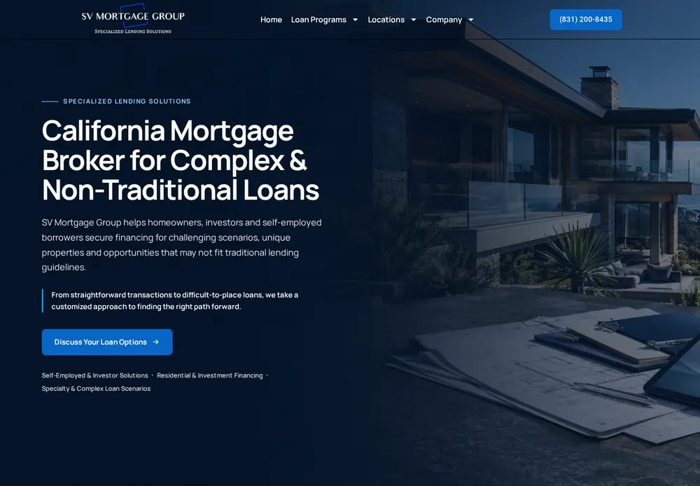 SV Mortgage Group homepage design